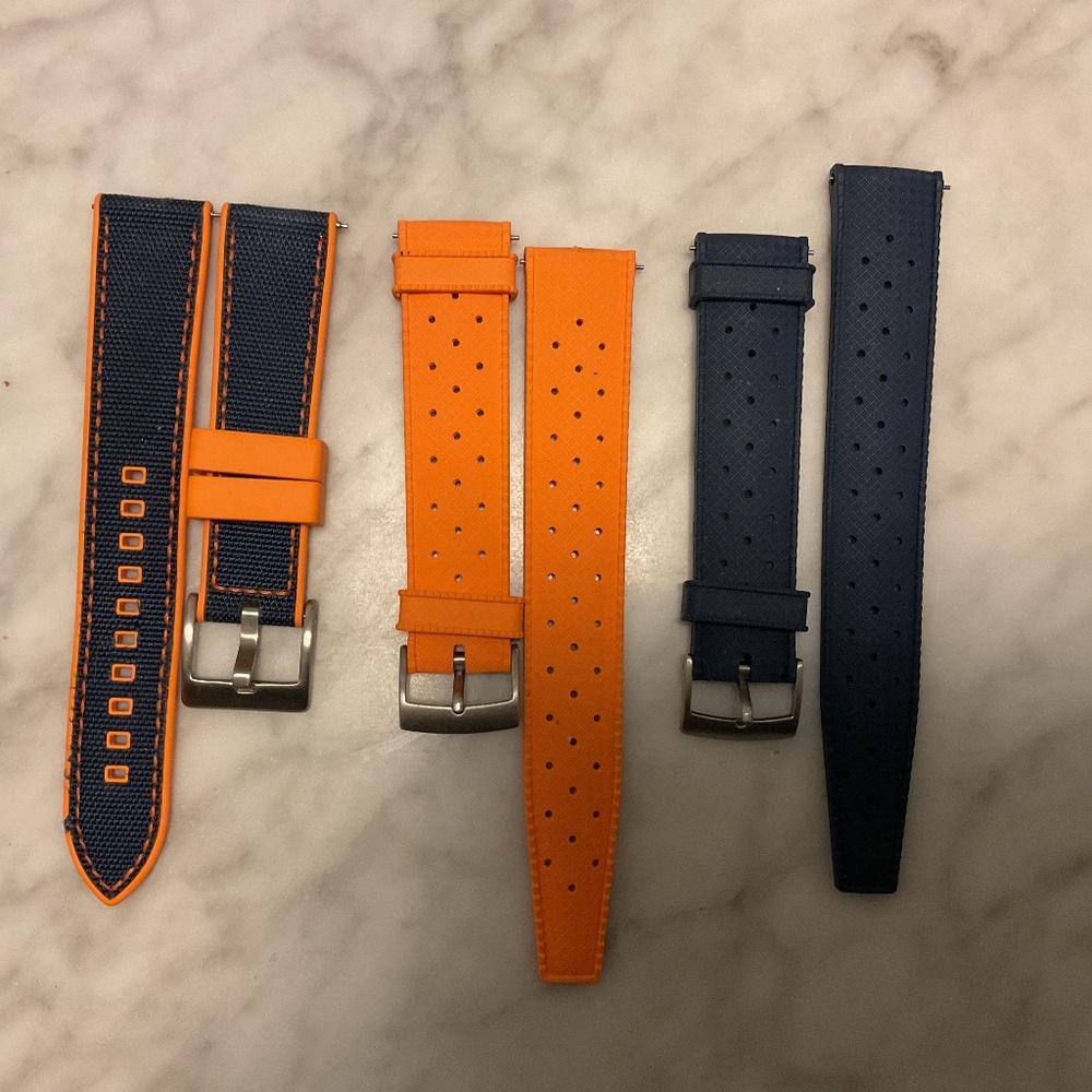 FKM rubber watch bands lot of 3. Excellent quality hardware